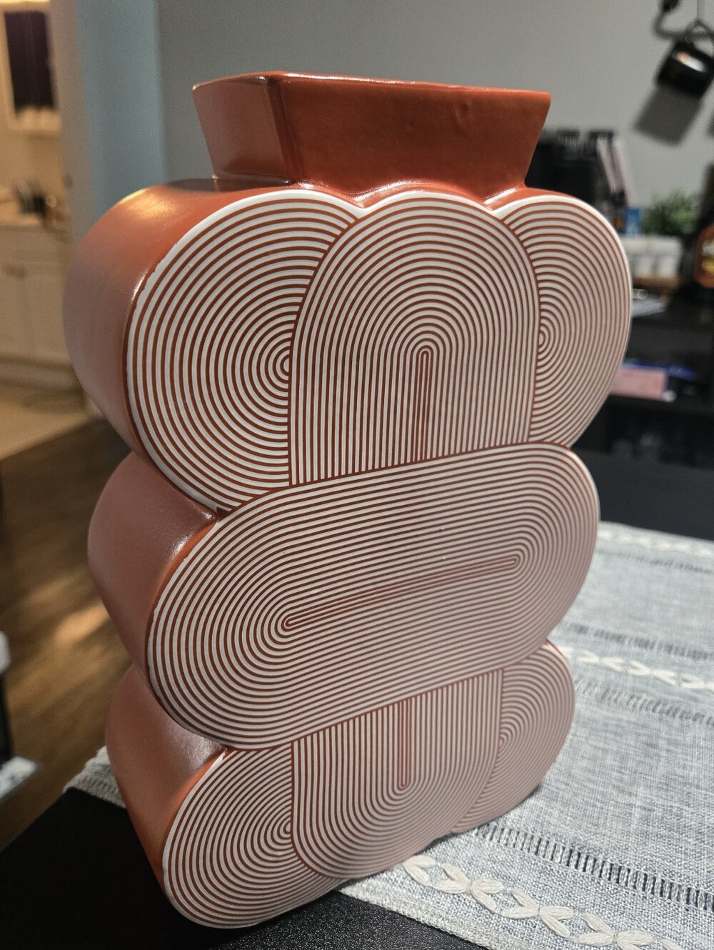Jonathan Adler Vase in Orange and White, Terracotta